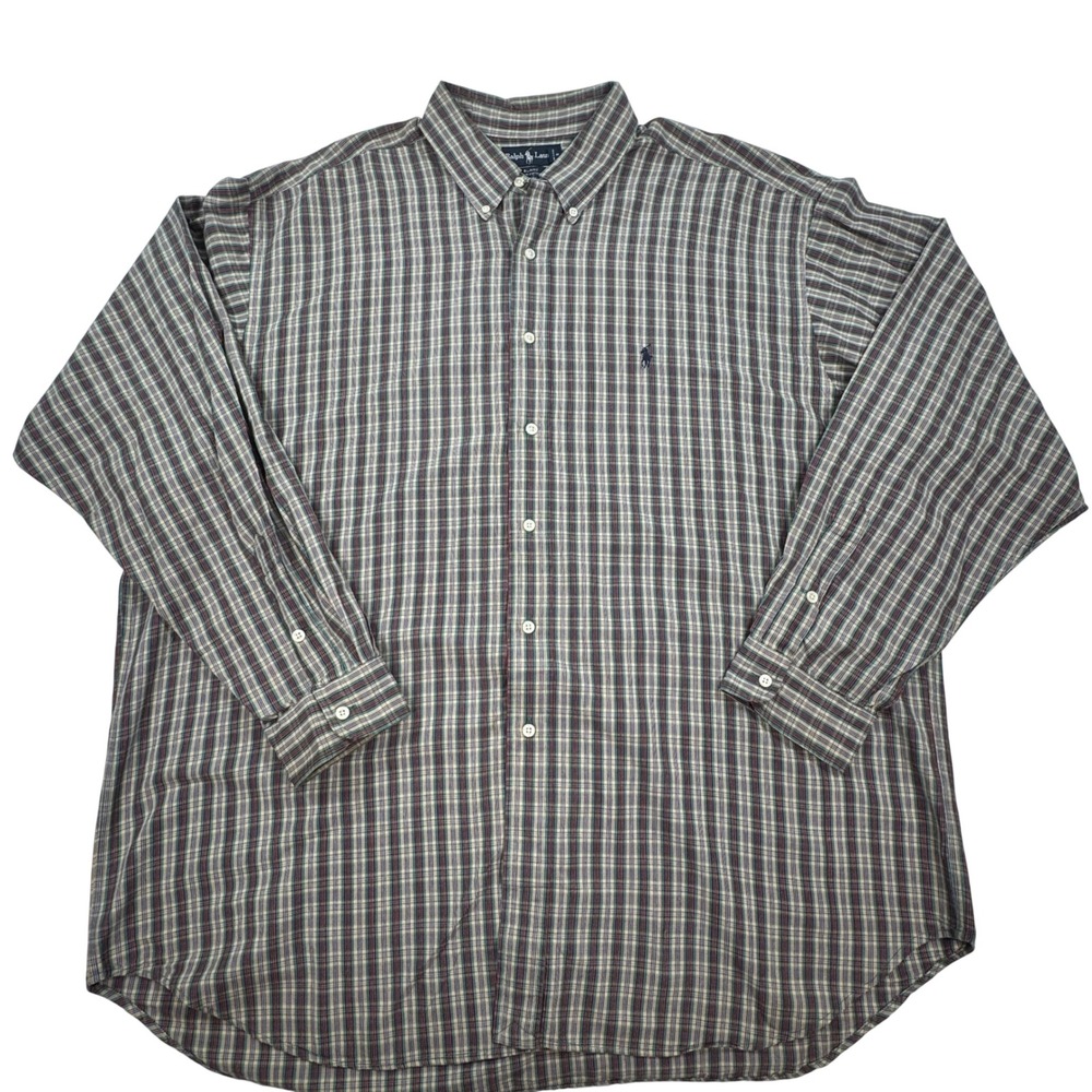 Ralph Lauren Blaire Plaid Button Down Shirt XXL Mens Long Sleeve Cotton Green